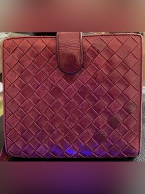 Bottega Women’s Woven Suede Crossbody Bag in Deep Burgundy